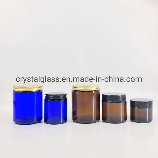 9oz Glass Amber Jar for Candle Holder with Black Gold Lid 8oz 4oz Candle Jar