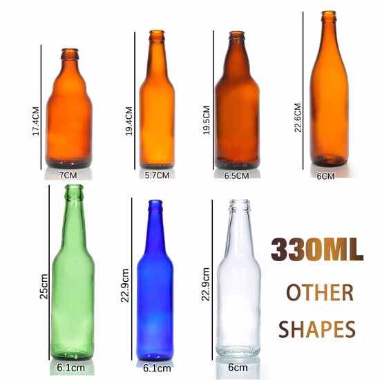 250 ml, 330 ml, 500 ml, Braunglas-Bierflasche mit Kronkorken