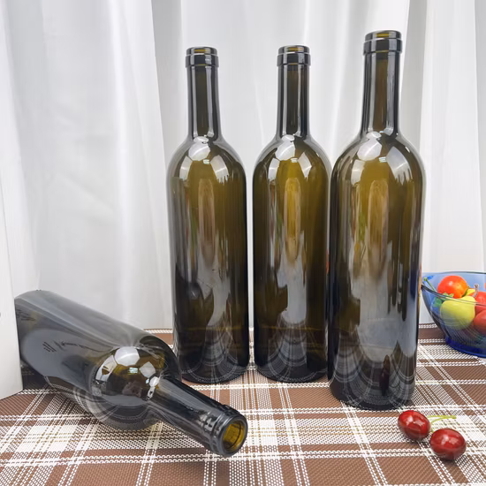 Leere Bordeaux-Form Glasweinflasche Rotweinflasche Burgunderflasche Custom